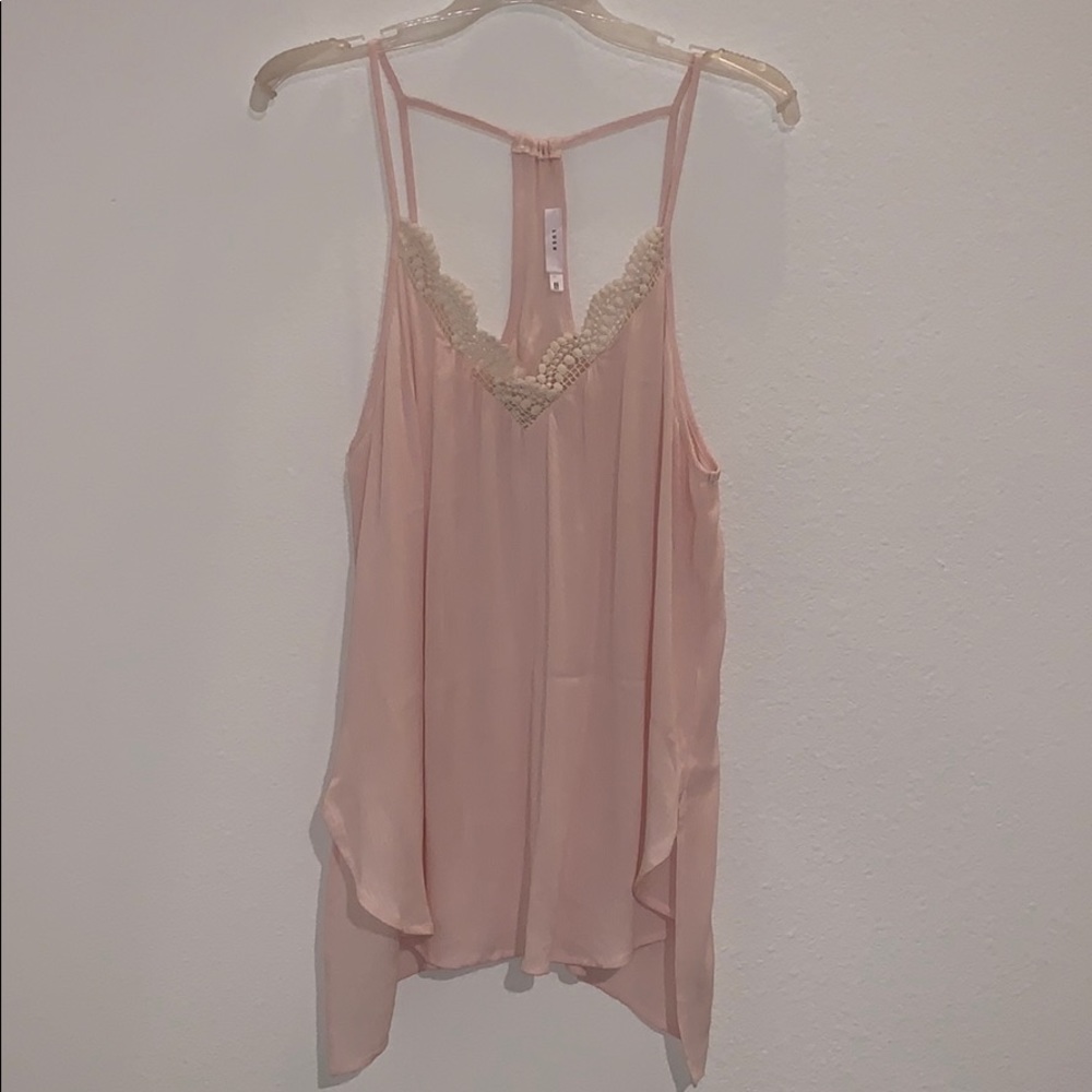Lush Pastel Pink Tank with Crochet Trim